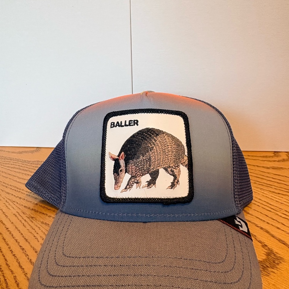 Goorin Bros Baller Armadillo Patch Trucker Hat - Blue Gray